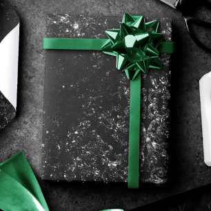 Glimmery Onyx Grunge   Silvery Black Glam Damask Geschenkpapier