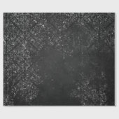 Glimmery Onyx Grunge | Silvery Black Glam Damask Geschenkpapier (Flach)