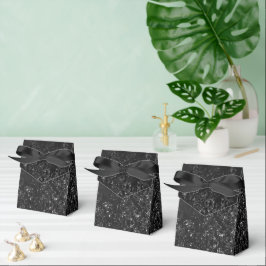 Glimmery Onyx Grunge | Silvery Black Glam Damask Geschenkschachtel