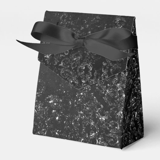 Glimmery Onyx Grunge | Silvery Black Glam Damask Geschenkschachtel (Vorderseite)
