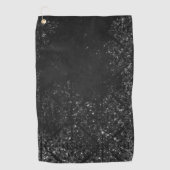 Glimmery Onyx Grunge | Silvery Black Glam Damask Golfhandtuch (Vorderseite)