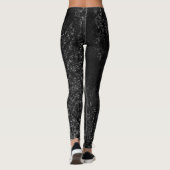 Glimmery Onyx Grunge | Silvery Black Glam Damask Leggings (Rückseite)
