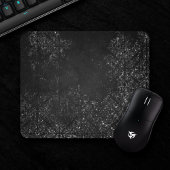 Glimmery Onyx Grunge | Silvery Black Glam Damask Mousepad