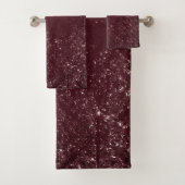 Glimmery Wine Grunge | Sangria Bordeaux Damask Badhandtuch Set (Insitu)
