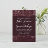 Glimmery Wine Grunge | Sangria Bordeaux Damask Einladung (Stehend Vorderseite)