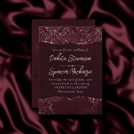 Glimmery Wine Grunge | Sangria Bordeaux Damask Einladung