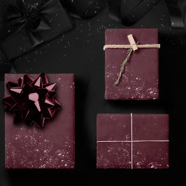 Glimmery Wine Grunge | Sangria Bordeaux Damask Geschenkpapier Set