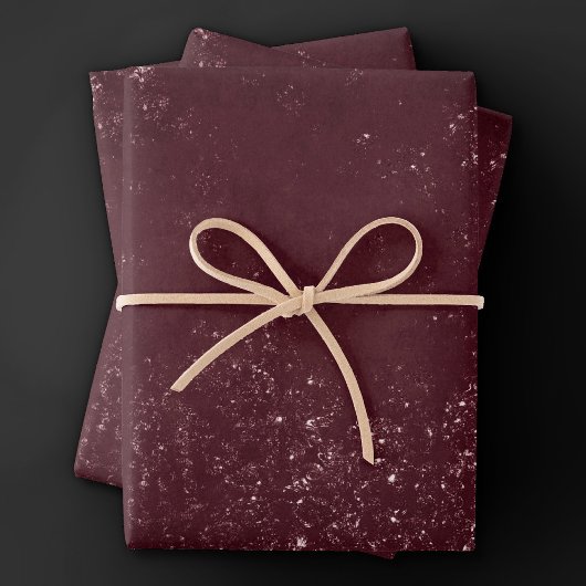 Glimmery Wine Grunge | Sangria Bordeaux Damask Geschenkpapier Set