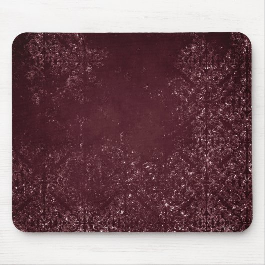 Glimmery Wine Grunge | Sangria Bordeaux Damask Mousepad (Vorne)