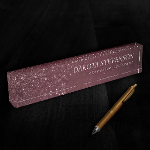 Glimmery Wine Grunge   Sangria Bordeaux Damask Namensplakette