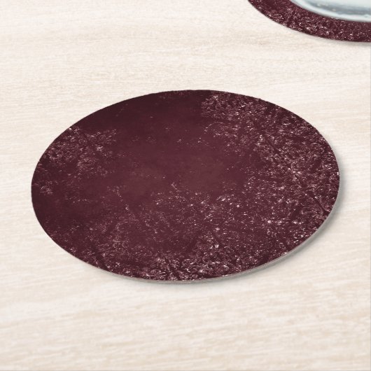 Glimmery Wine Grunge | Sangria Bordeaux Damask Runder Pappuntersetzer (Angewinkelt)