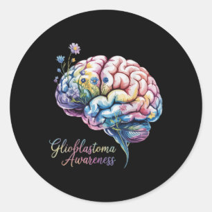 Glioblastoma Awareness Floral Brain Brain Cancer S Runder Aufkleber
