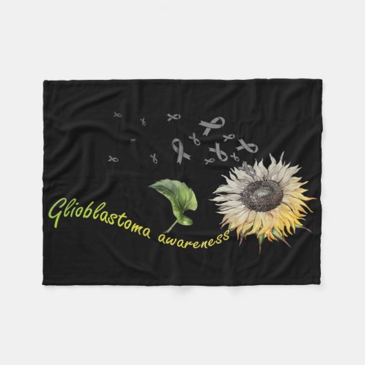 Glioblastoma Awareness Sunflower Fleecedecke (Vorderseite (Horizontal))