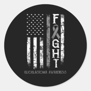 Glioblastoma Warrior Us Flag Runder Aufkleber