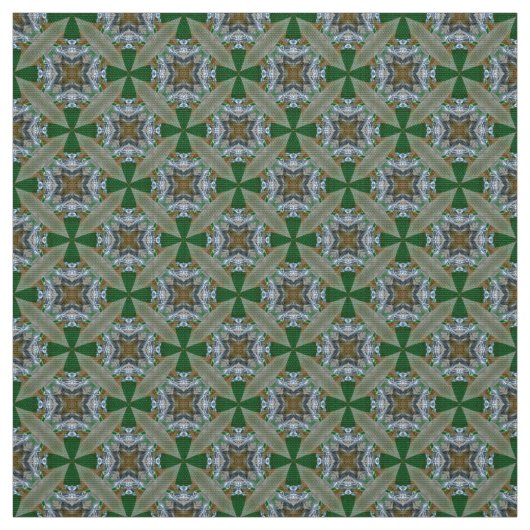 Glitch2 Green Floral Pattern gekämmte Baumwollstof Stoff (Muster)