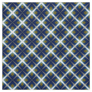 Glitch2 Midnight Blue White Fliesengewebe Stoff