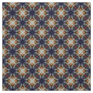 Glitch2 Mitternablau-Zyan-Fliesen-Fabric Stoff