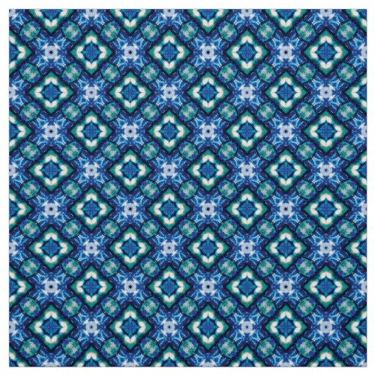 Glitch2 Weißes blaues Quiltiergewebe Stoff (Muster)