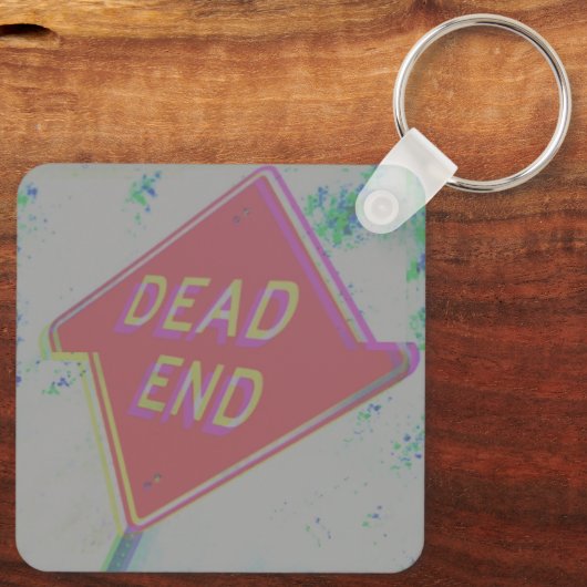 Glitch Aesthetic End Sign Schlüsselanhänger (Rückseite)