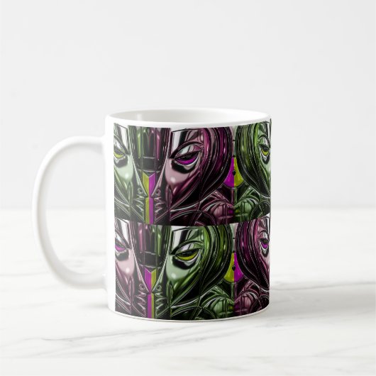 Glitch-Art-Gesicht-Tasse Kaffeetasse (Links)