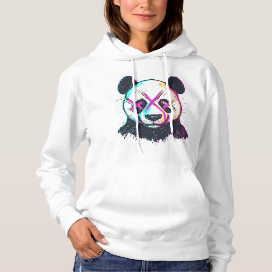 Glitch Art Panda Hoodie (Vorderseite)