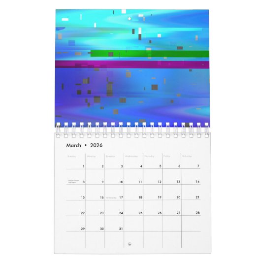 Glitch Art Pixels Vaporwave Aesthetic Analog Fault Kalender (Mär 2026)