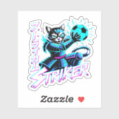 Glitch Art Samurai Striker Cat for gaming console Aufkleber (Blatt)
