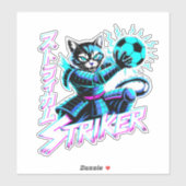 Glitch Art Samurai Striker Cat for gaming console Aufkleber (Blatt)