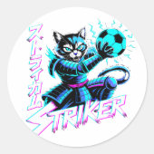 Glitch Art Samurai Striker Cat for gaming console Runder Aufkleber (Vorderseite)