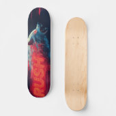 Glitch Art Wolf und Neonrot "RUSH" Text  Skateboard (Vorderseite)