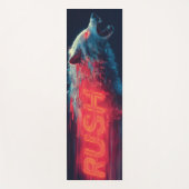 Glitch Art Wolf und Neonrot "RUSH" Text Yogamatte (Vorderseite)