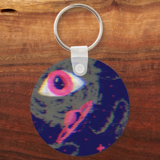 Glitch Ästhetischer kosmischer Horror Doodle Schlü Schlüsselanhänger (Rückseite)