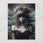 Glitch Fairy mit Blume in ihrem Haar Postkarte (Vorderseite)