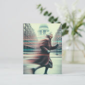 Glitch Funny Adorable Granny Running Postkarte (Stehend Vorderseite)