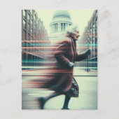 Glitch Funny Adorable Granny Running Postkarte (Vorderseite)