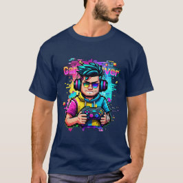 Glitch Gamer T - Shirt Neon Pixel Art Gaming