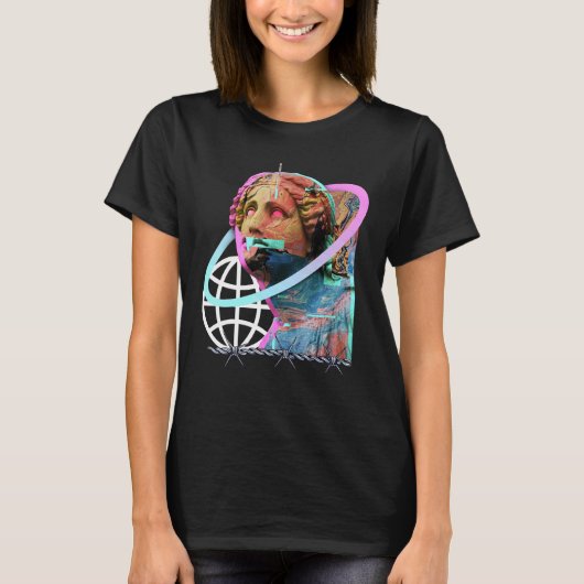 Glitch Griechische Statue Retrowave Synthwave Vapo T-Shirt (Vorderseite)