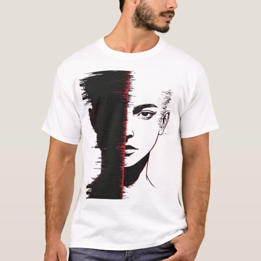 Glitch Identity Split Face T-Shirt (Vorderseite)