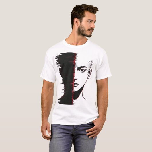 Glitch Identity Split Face T-Shirt (Vorne ganz)