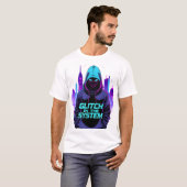 Glitch im System Cyberpunk Hacker Neon T-Shirt (Vorne ganz)