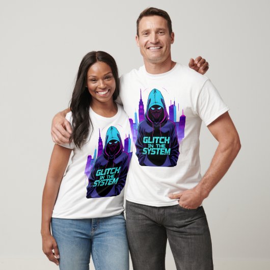 Glitch im System Cyberpunk Hacker Neon T-Shirt (Unisex)
