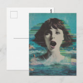 Glitch Lady am Strand Postkarte (Vorne/Hinten)