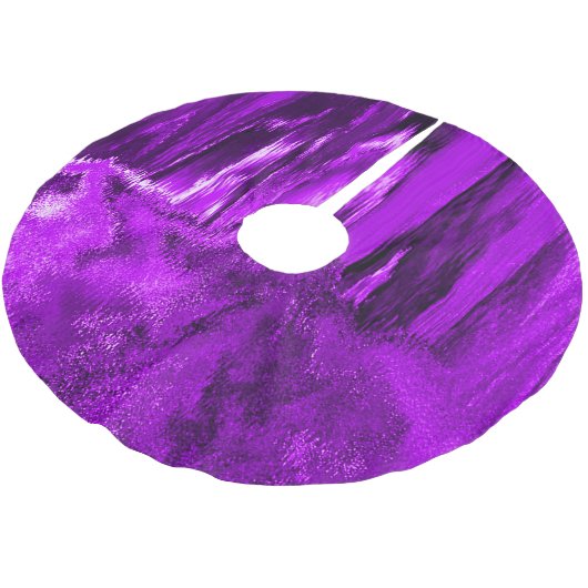 Glitch-Lila Polyester Weihnachtsbaumdecke (Schrägansicht)