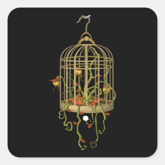 Glitch Möbel Deckendeko Vogelkäfig Quadratischer Aufkleber (Vorderseite)