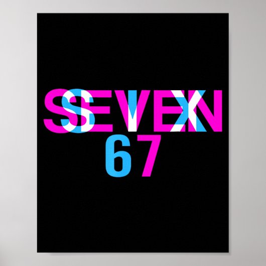 Glitch Optical Illusion Funny Six Seven 67 Meme Ge Poster (Vorne)