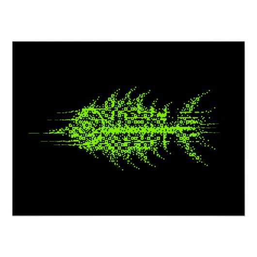 Glitch Pixel Code Fisch Wandkunst Poster (Vorderseite)