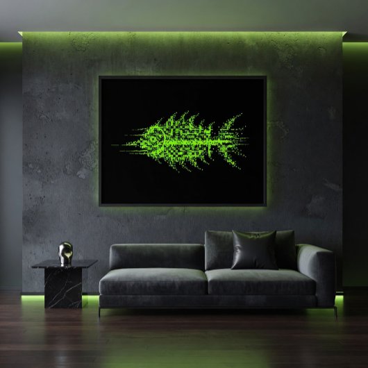 Glitch Pixel Code Fish Wall Art Poster