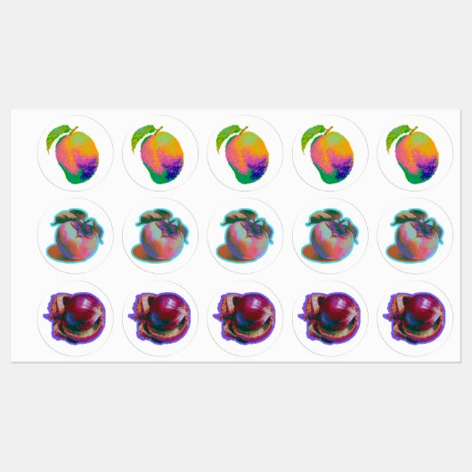 Glitch Pixel  Fruchtkunst Etiketten (Blatt)
