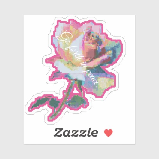 Glitch Pixel Rosa Blumen-Sticker-Design Aufkleber (Blatt)
