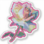 Glitch Pixel Rosa Blumen-Sticker-Design Aufkleber (Vorderseite)